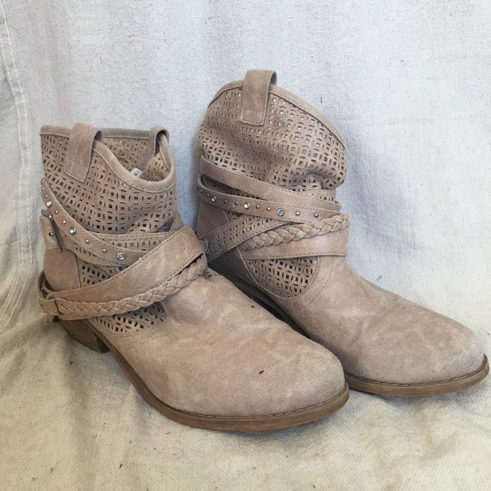 Brown western ankle boots